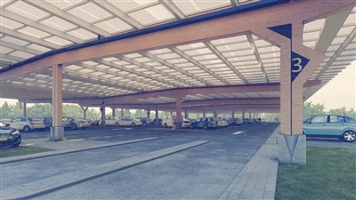 नीदरलैंड में अचमिया बिल्डिंग 'सर्कुलर' सोलर कारपोर्ट